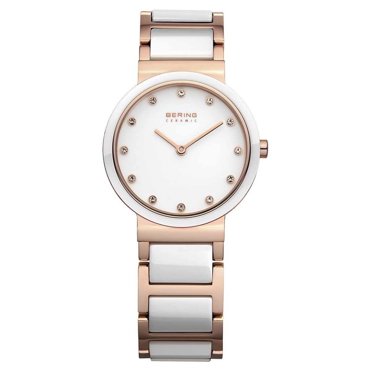 Bering 10729-766 watch for woman with a white dial and ceramics strap.