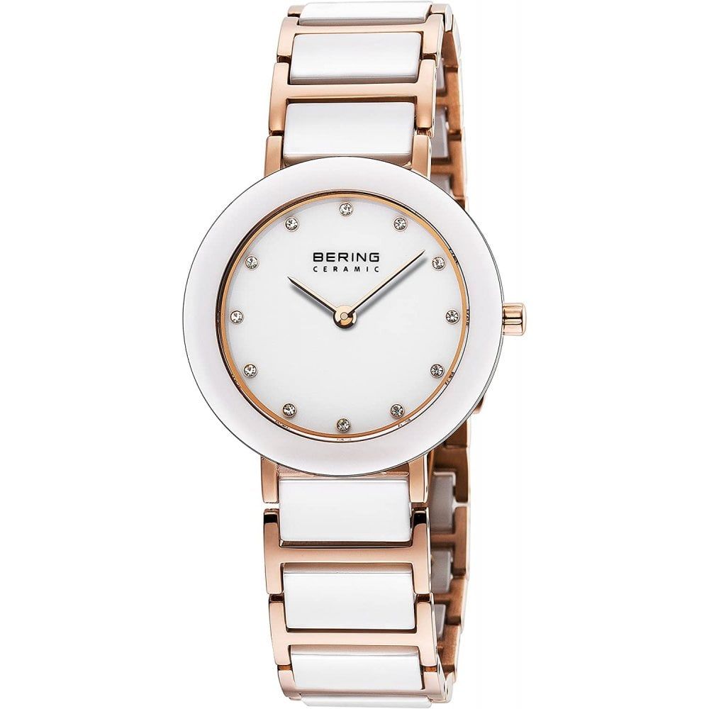 Bering 11429-766 watch for women with a white dial and ceramics strap.