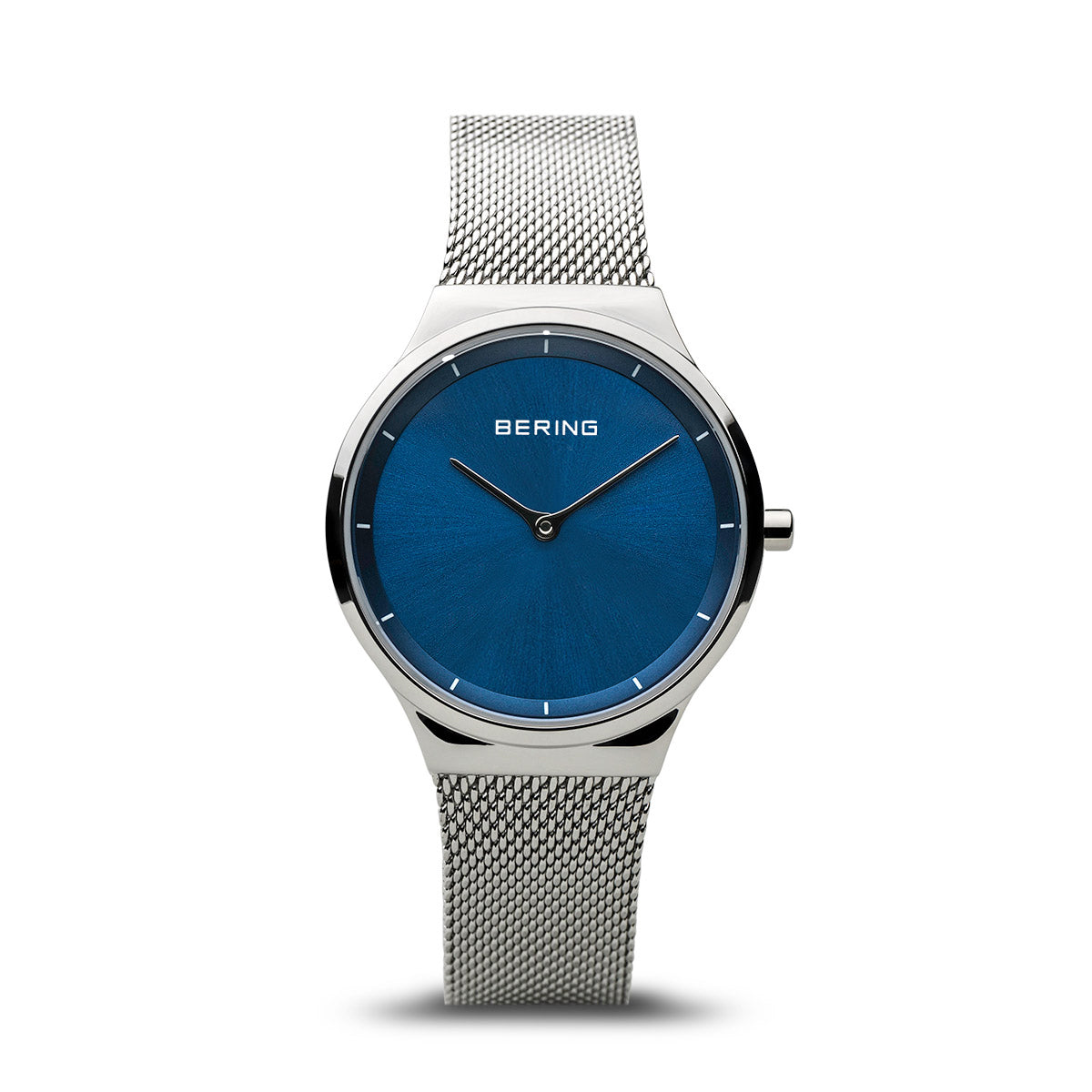Bering 12131-008 watch for women with a blue dial and steel strap.