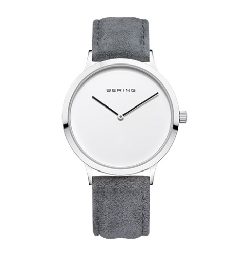 Bering 14937-404 watch for women with a grey dial and leather strap.