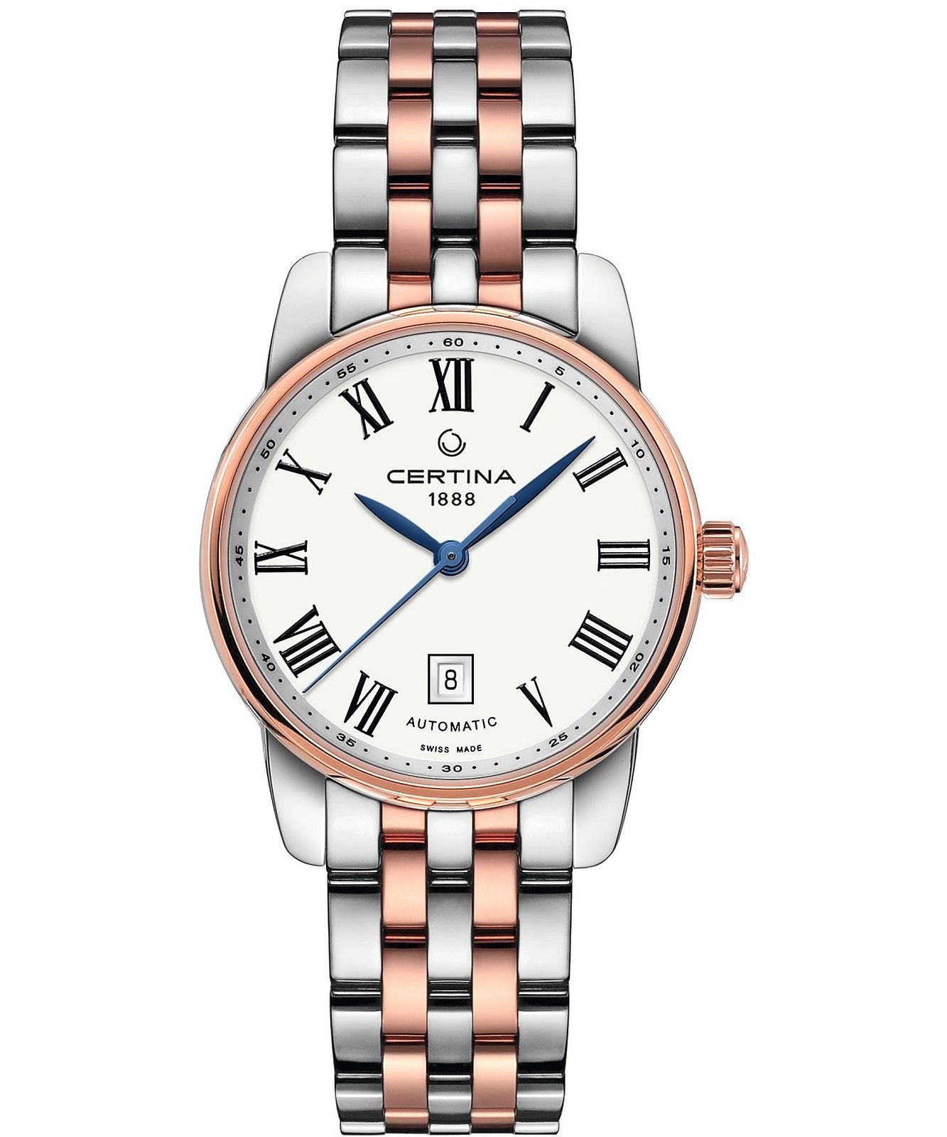 Certina C0010072201300 watch for woman with a white dial and stainless steel strap.