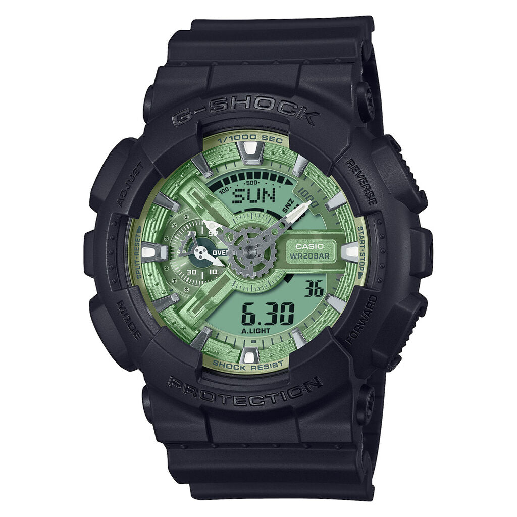 Casio GA-110CD-1A3ER watch for man with a green dial and resin strap.