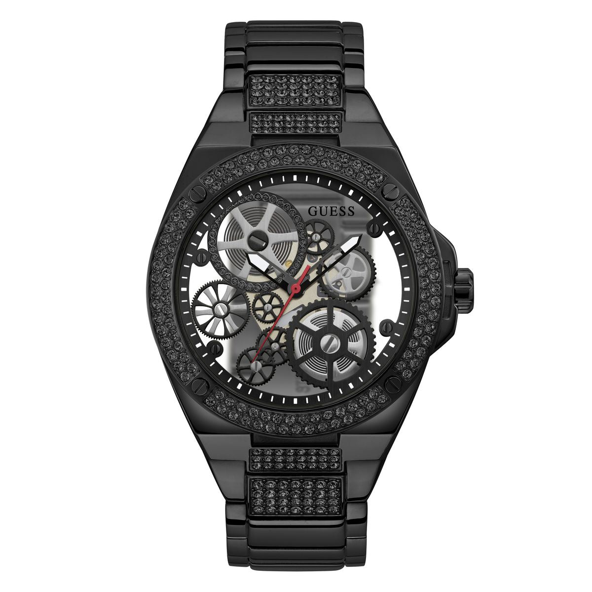 Guess GW0323G3 watch for man with a black dial and stainless steel strap.