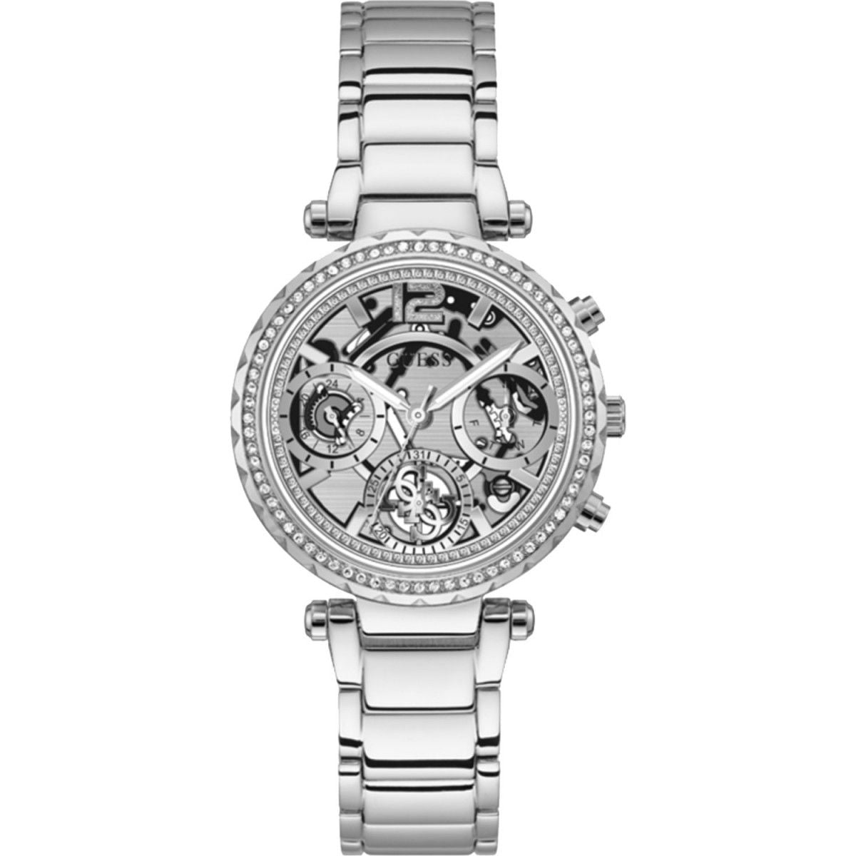 Guess GW0403L1 watch for women with a grey dial and stainless steel strap.