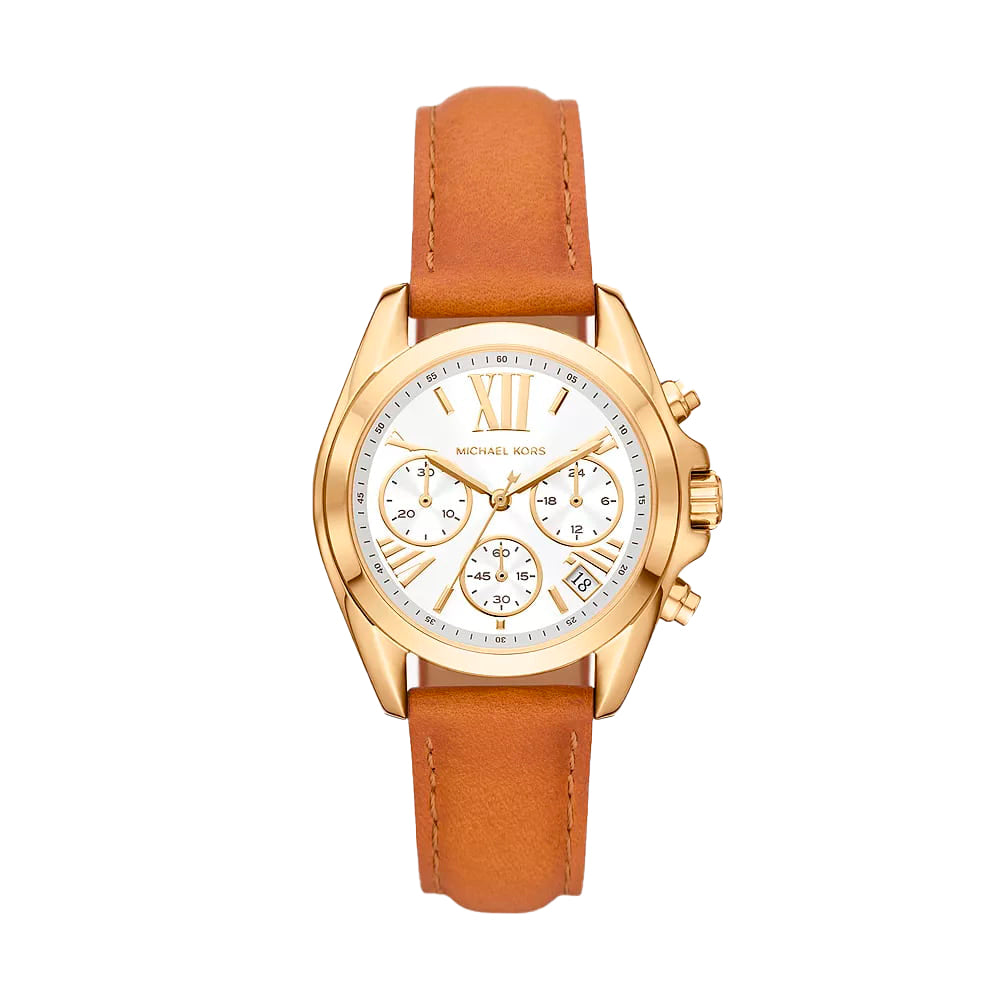 Michael Kors MK2961 watch for women with a white dial and leather strap.