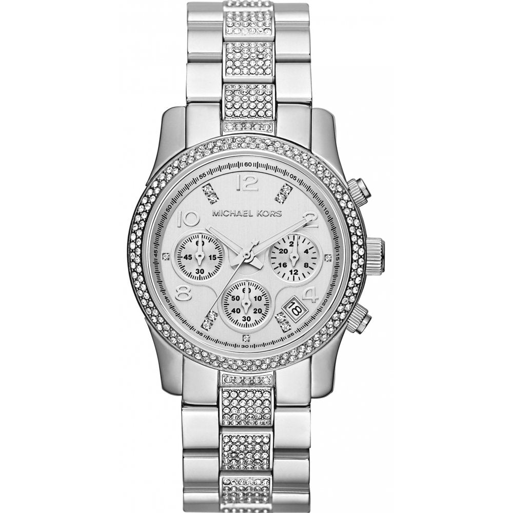 Michael Kors MK5825 watch for women with a silver dial and steel strap.