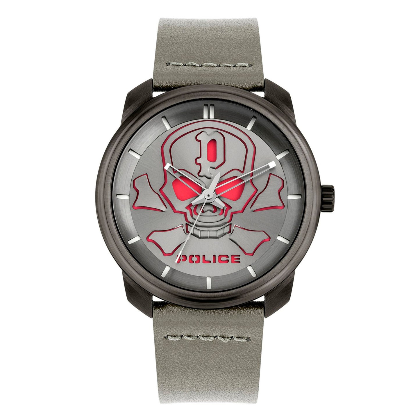 Police PL15714JSU-61 watch for man with a grey dial and leather strap.