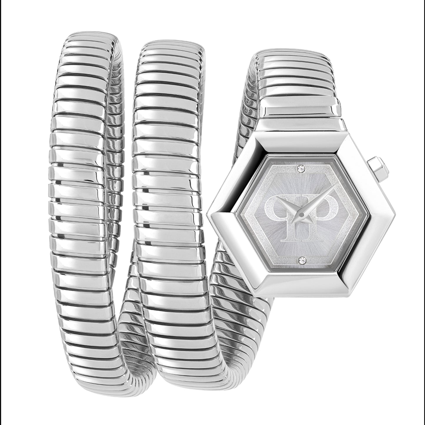 Philipp Plein PWZAA0123 watch for women with a grey dial and stainless steel strap.