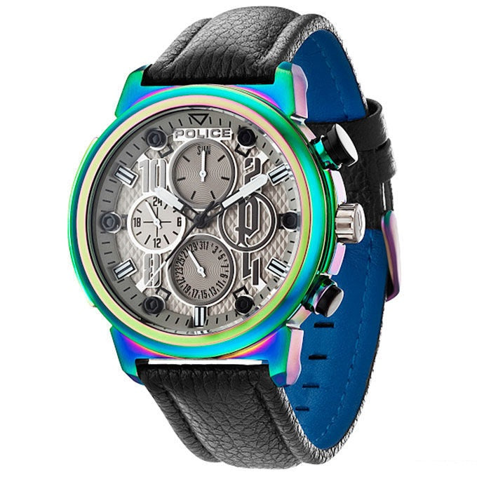 Police R1451235003 watch for man with a grey dial and fur strap.