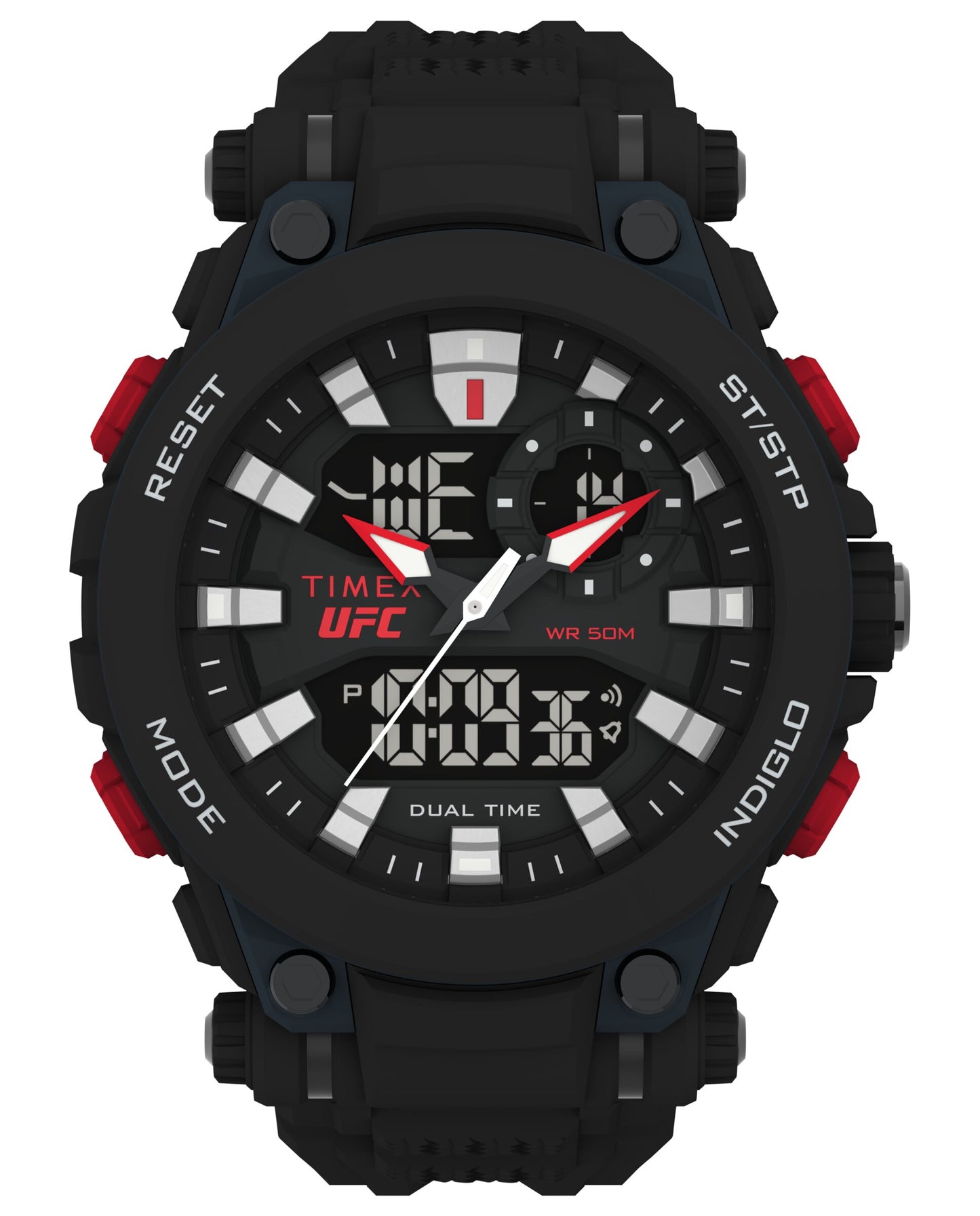 Timex TW5M52800 watch for man with a black dial and rubber strap.