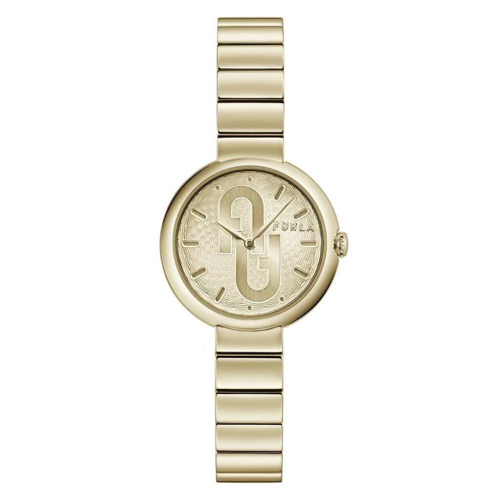 Furla WW00005009L2 watch for women with a golden dial and stainless steel strap.