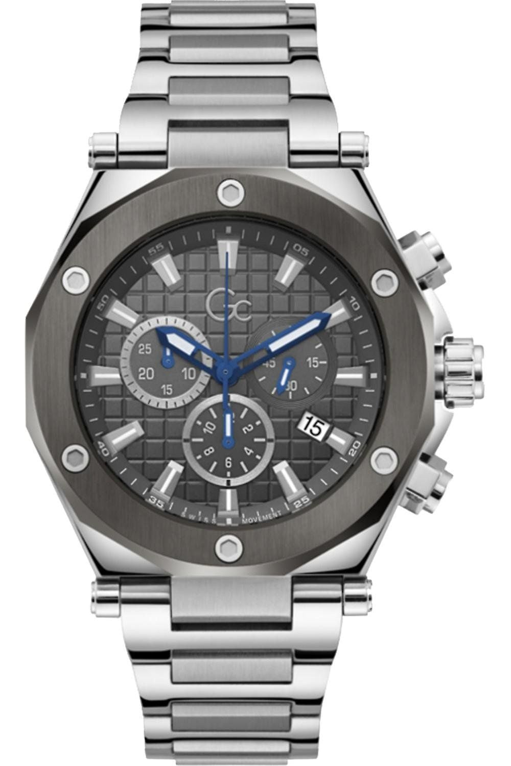 Gc Z18002G5MF watch for man with a grey dial and stainless steel strap.