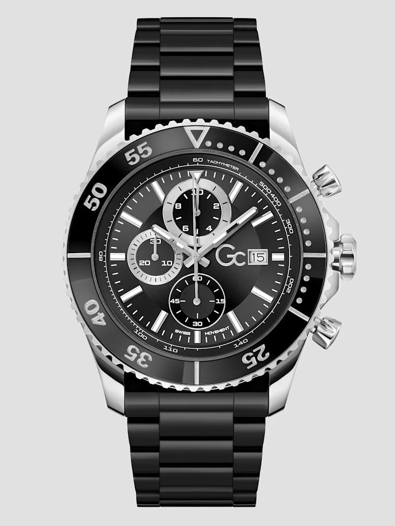 Gc Z51005G9MF watch for man with a black dial and ceramics strap.