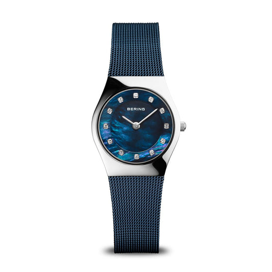 Bering 11927-307 watch for woman with a blue dial and stainless steel strap.