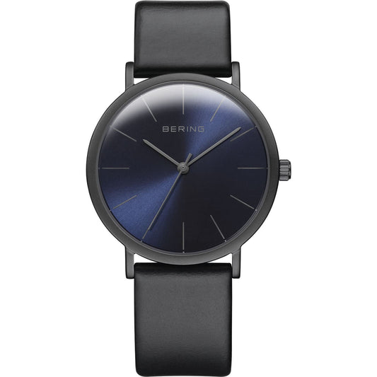 Bering 13436-427 watch for unisex with a blue dial and leather strap.