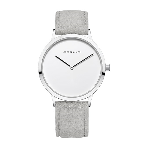 Bering 14937-104 watch for women with a grey dial and leather strap.