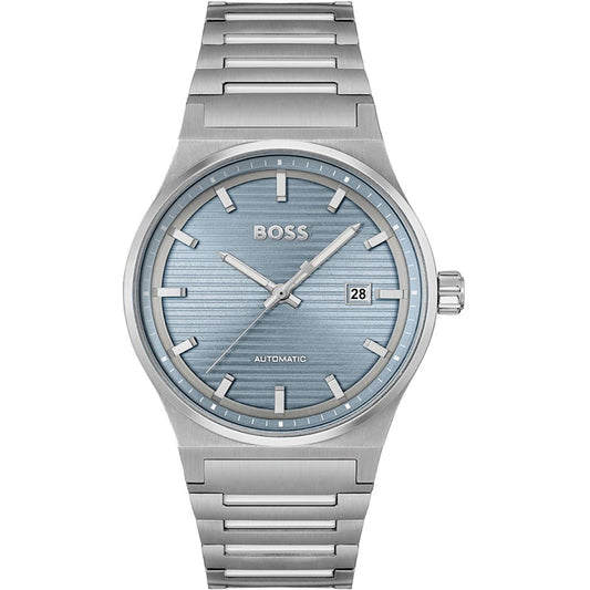 Boss 1514118 watch for man with a blue dial and stainless steel strap.
