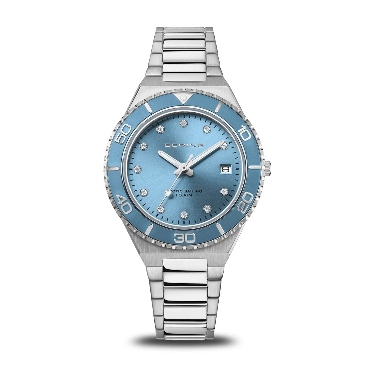 Bering 18936-705 watch for women with a blue dial and stainless steel strap.