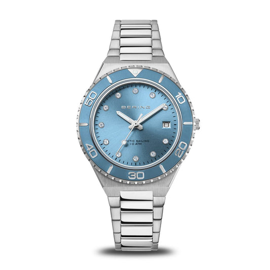Bering 18936-705 watch for women with a blue dial and stainless steel strap.