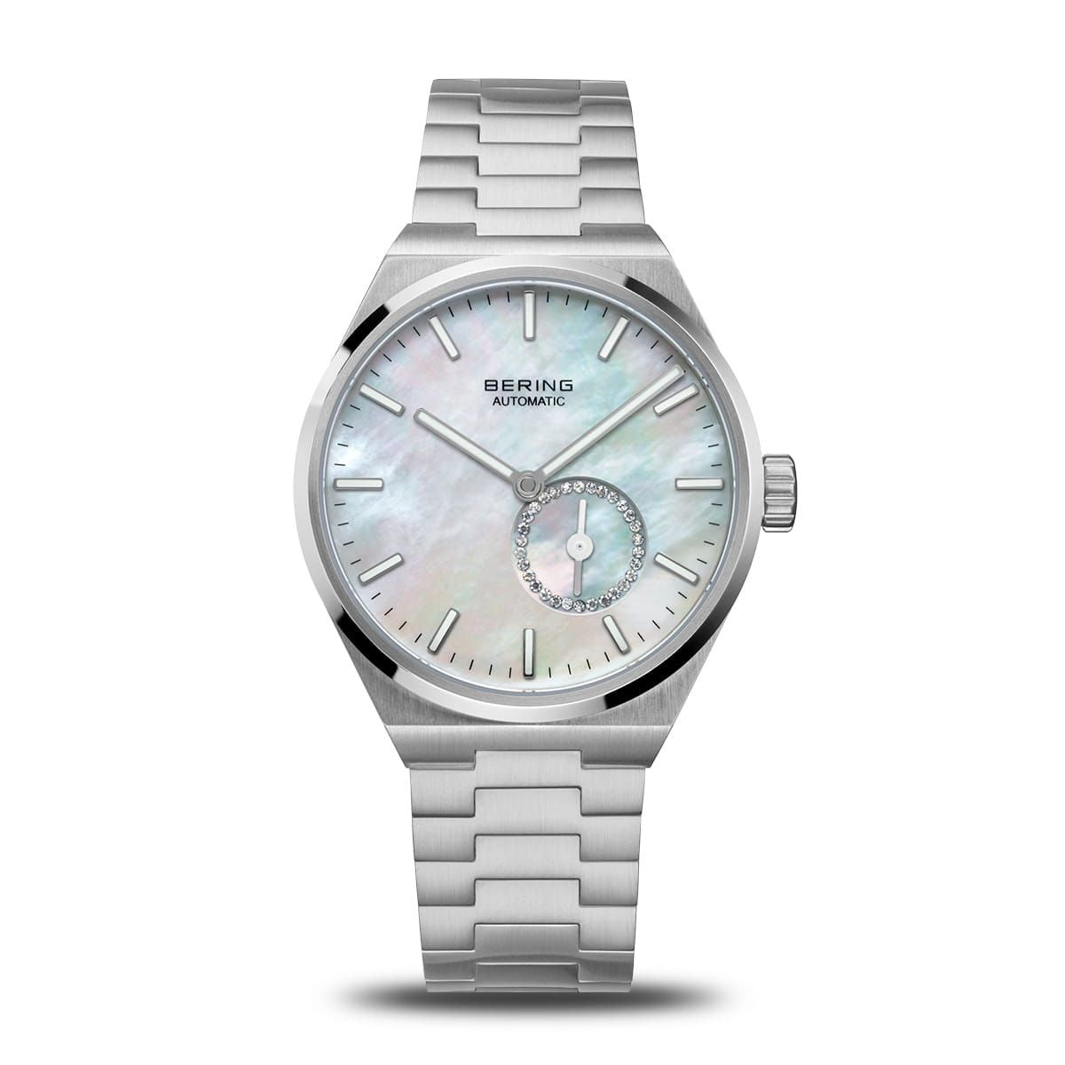 Bering 19435-704 watch for women with a multicolored dial and stainless steel strap.