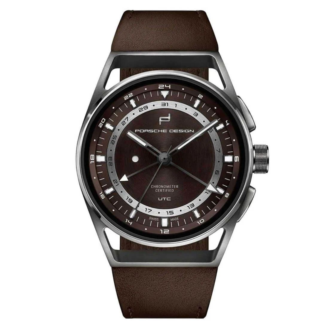 Porsche Design 6023.4.05.003.07.2 watch for man with a brown dial and leather strap.