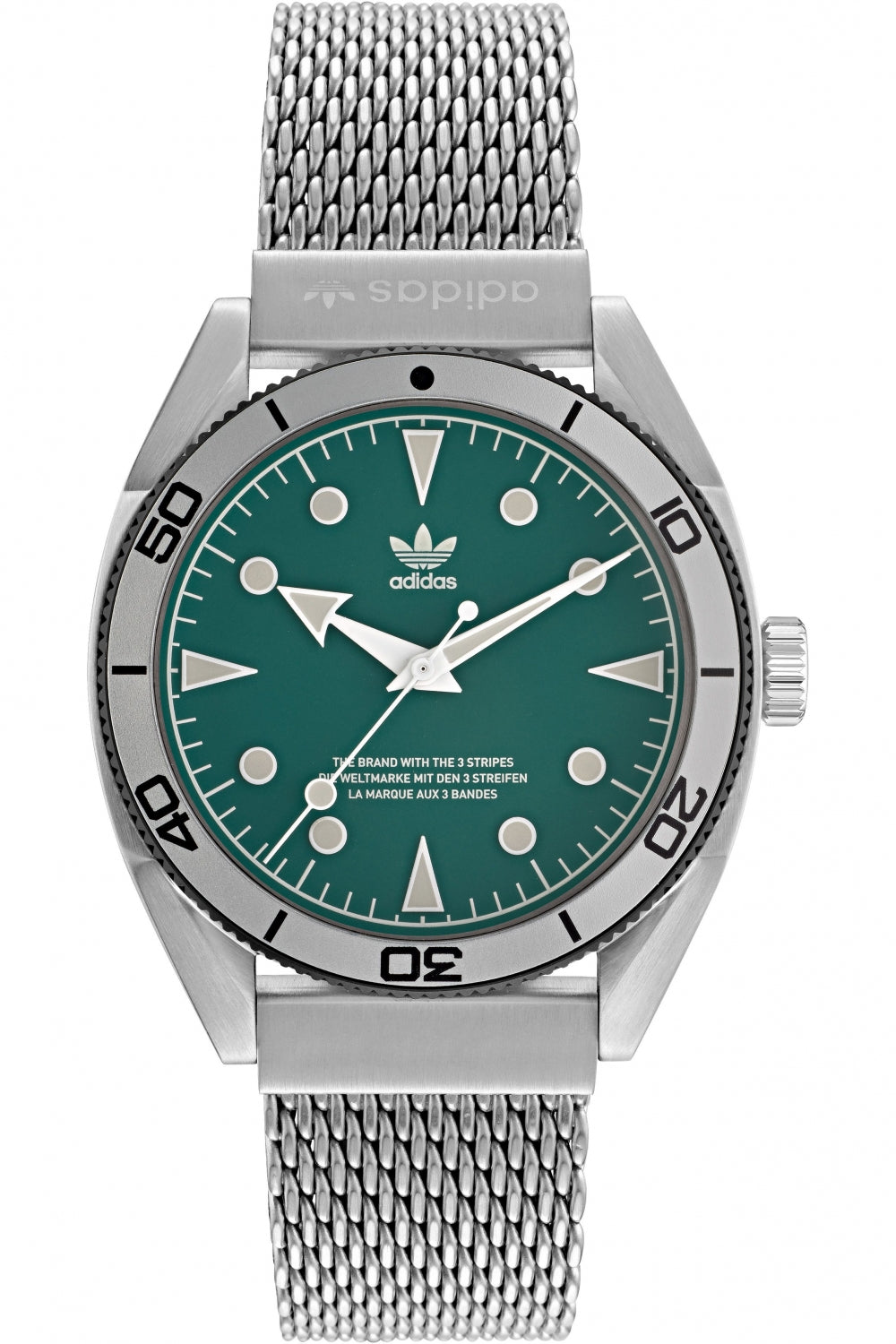 Adidas AOFH22005 watch for women with a green dial and stainless steel strap.