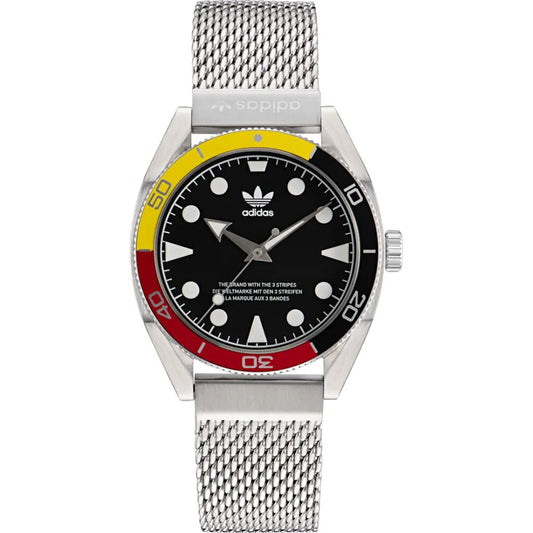 Adidas AOFH22502 watch for man with a black dial and stainless steel strap.