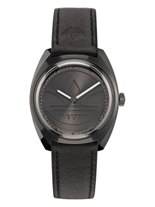 Adidas AOFH22514 watch for women with a black dial and leather strap.