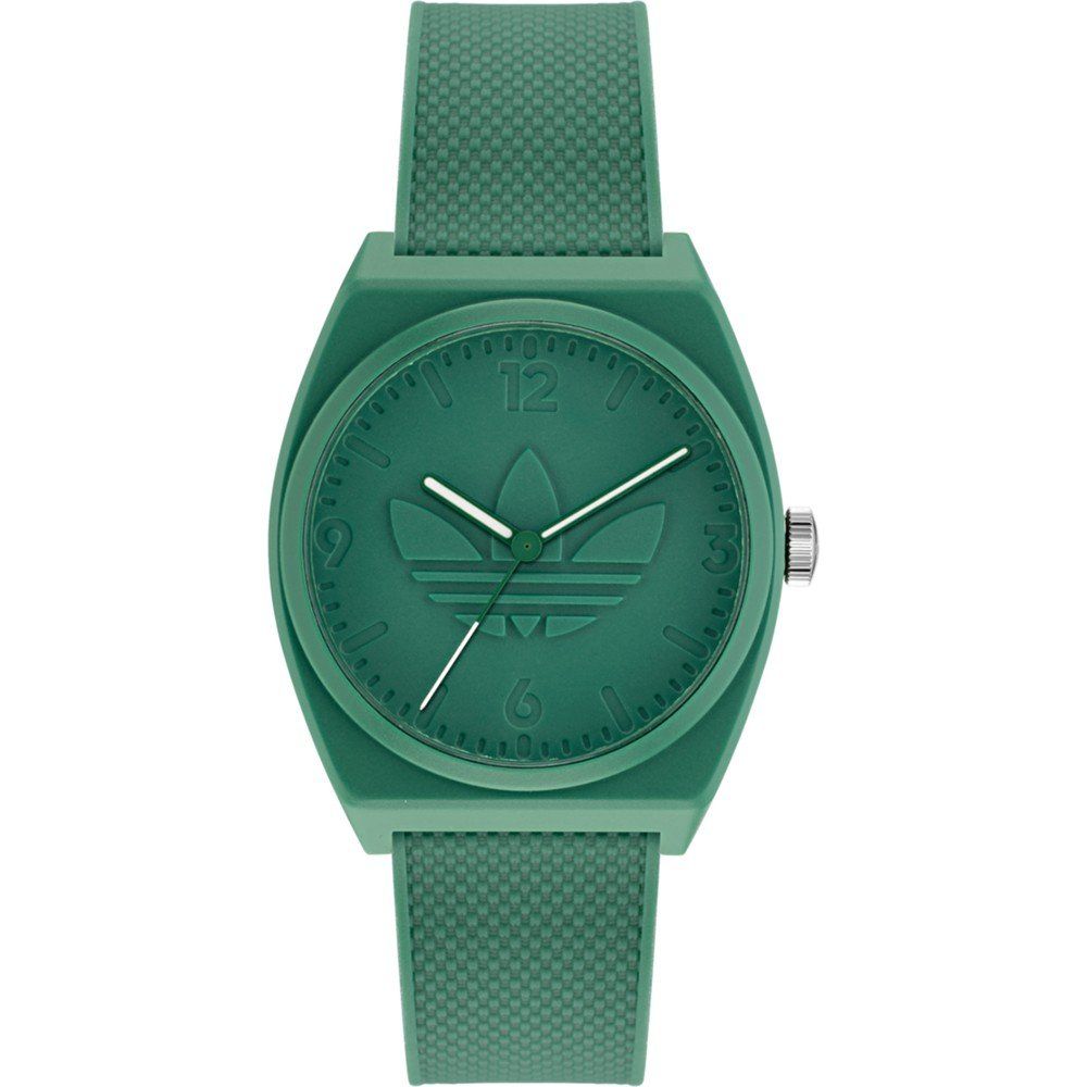 Adidas AOST22032 watch for unisex with a green dial and silicone strap.