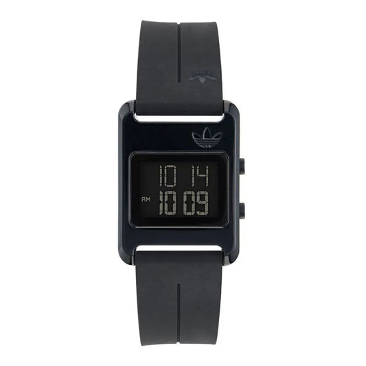 Adidas AOST23568 watch for unisex with a black dial and silicone strap.