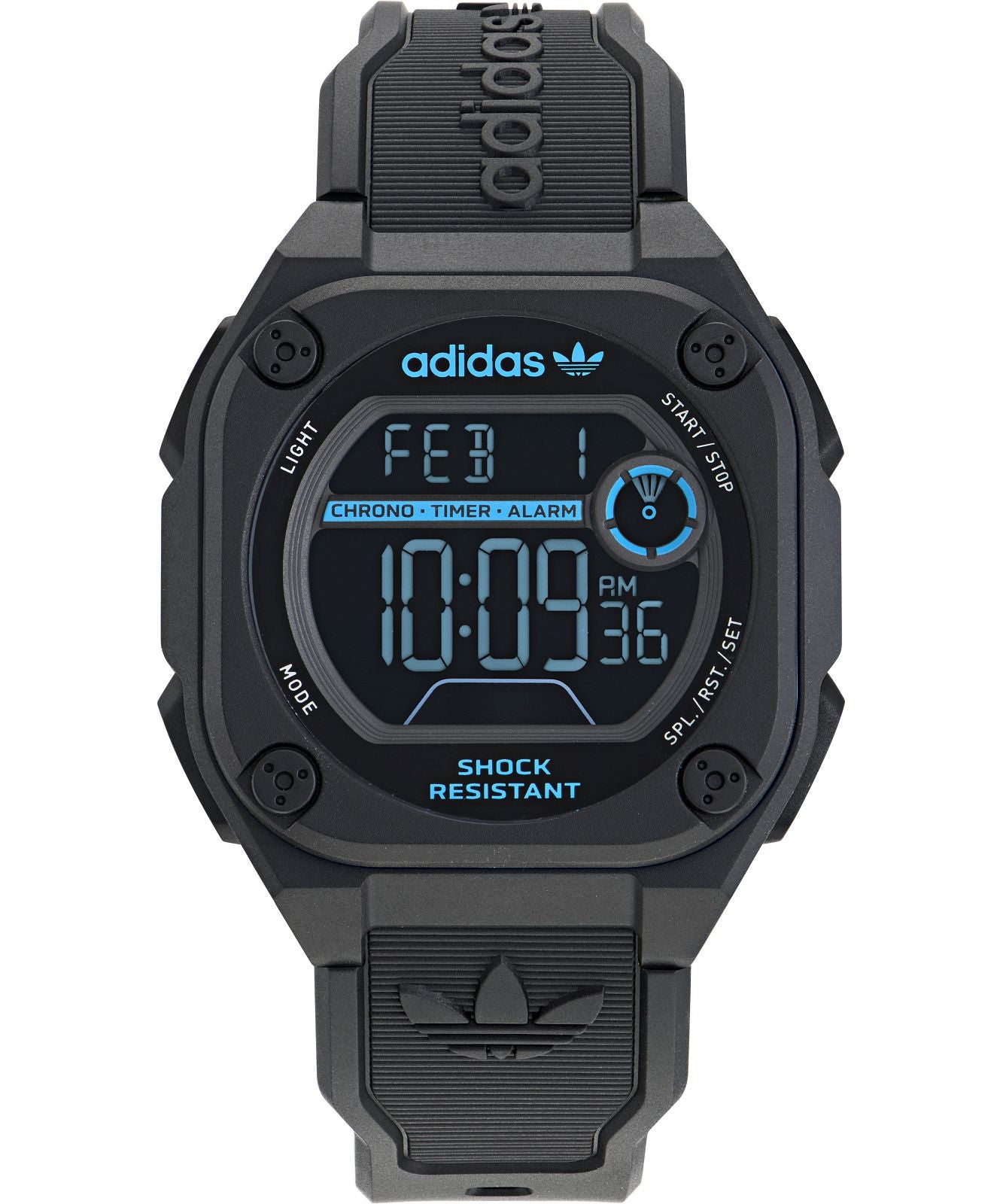 Adidas AOST23571 watch for unisex with a black dial and silicone strap.