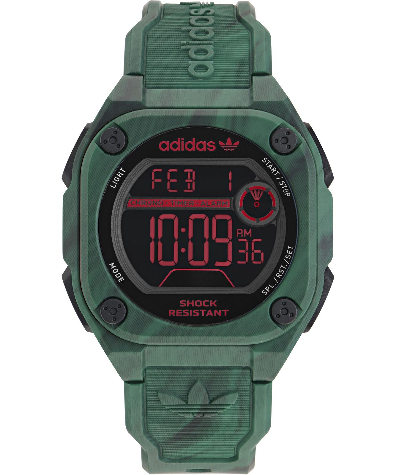 Adidas AOST23573 watch for unisex with a black dial and silicone strap.