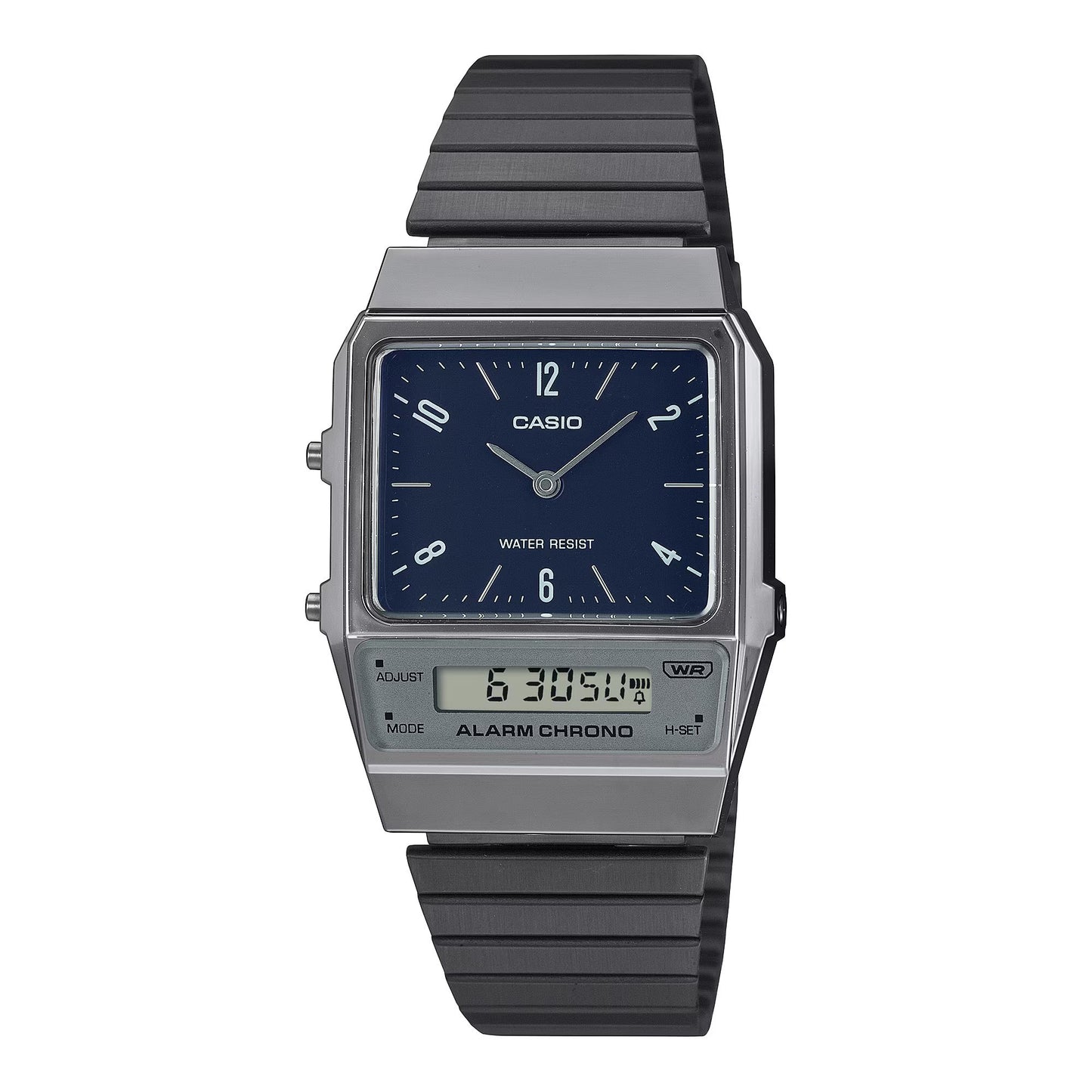Casio AQ-800EB-2AEF watch for unisex with a blue dial and stainless steel strap.