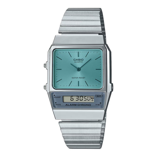 Casio AQ-800EC-2AEF watch for unisex with a green dial and stainless steel strap.