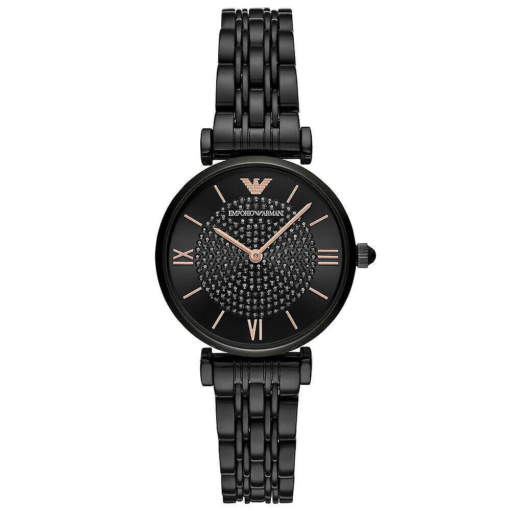 Armani AR11245 watch for woman with a black dial and stainless steel strap.