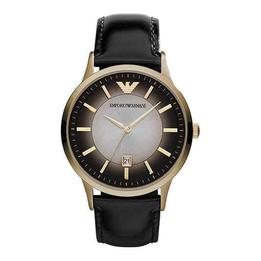 Armani AR2467 watch for man with a black dial and leather strap.