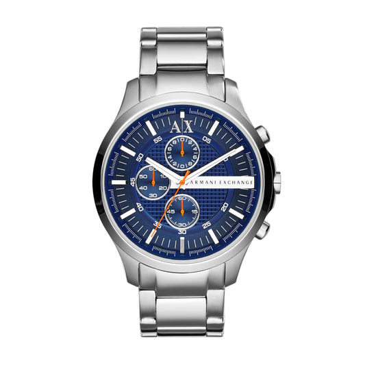 Armani Exchange AX2155 watch for man with a blue dial and stainless steel strap.