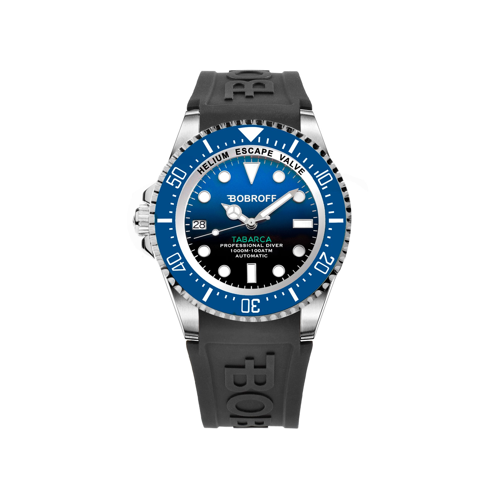 Bobroff BF0003iba-BFSTN watch for man with a blue dial and rubber strap.