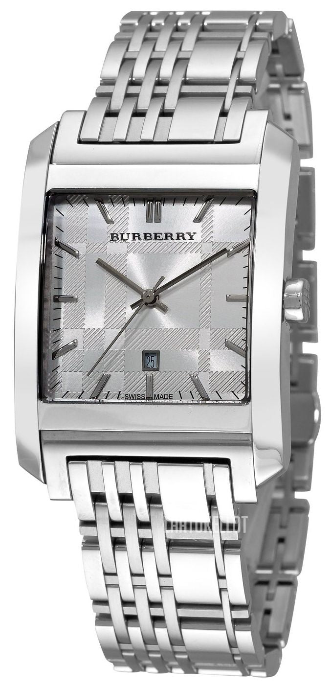 Burberry BU1567 watch for man with a grey dial and stainless steel strap.