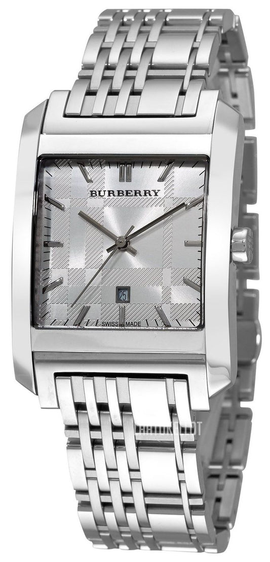 Burberry BU1567 watch for man with a grey dial and stainless steel strap.