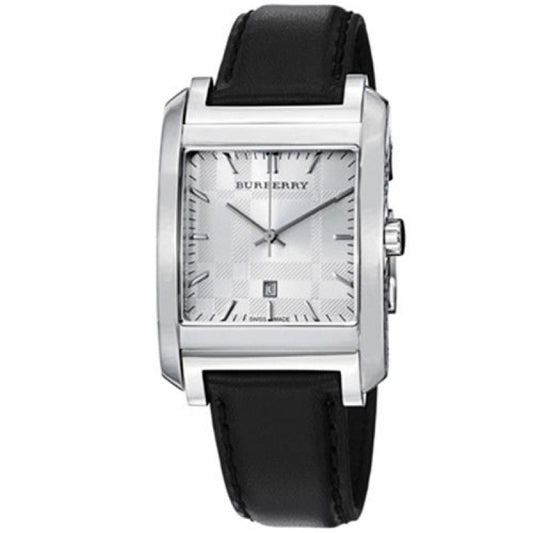 Burberry BU1570 watch for man with a grey dial and leather strap.