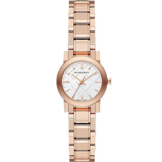 Burberry BU9204 watch for women with a white dial and stainless steel strap.