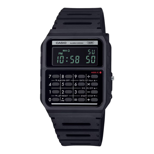 Casio CA-53WB-1BEF watch for unisex with a black dial and resin strap.