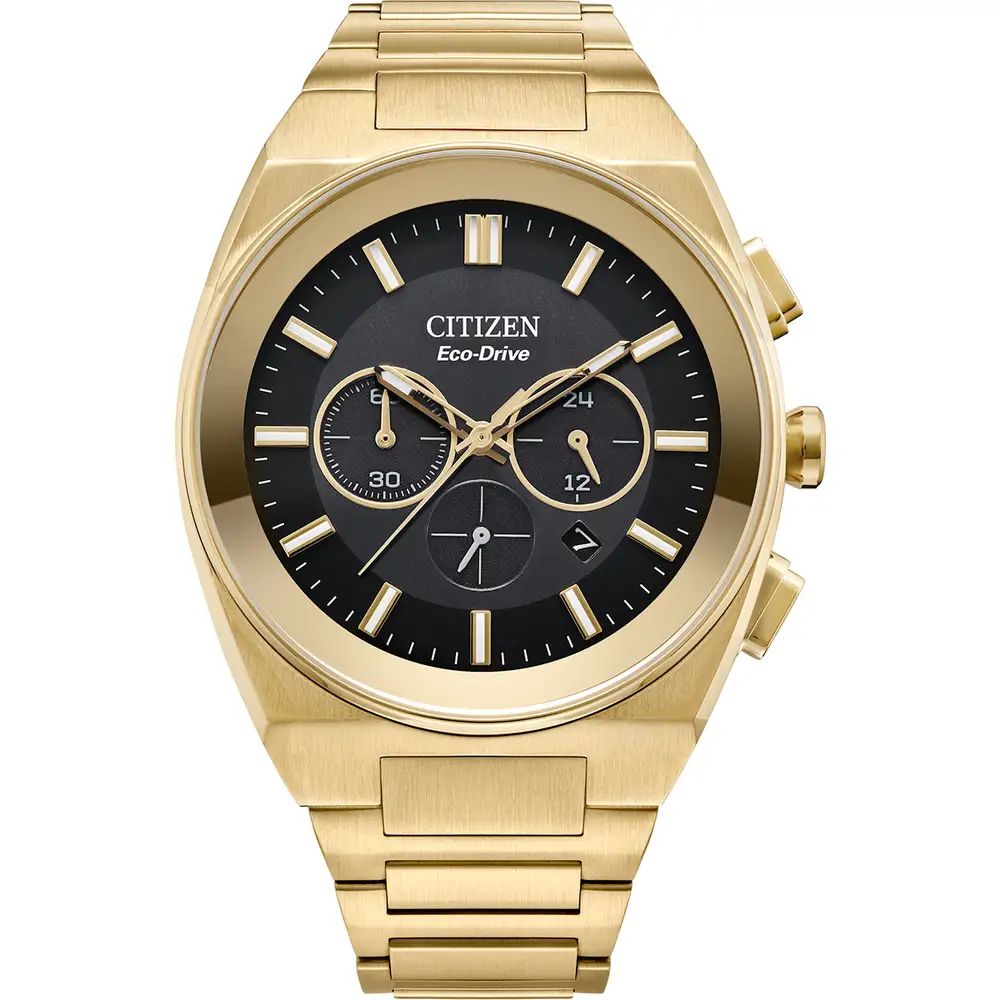 Citizen CA4582-54E watch for man with a black dial and stainless steel strap.
