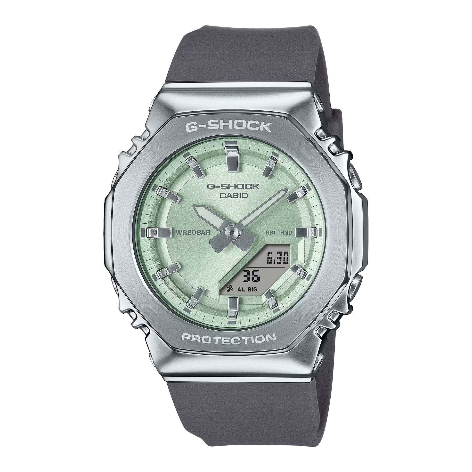 Casio GM-S2110-3AER watch for women with a green dial and resin strap.