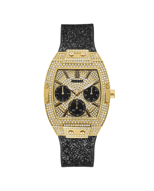 Guess GW0105L2 watch for woman with a golden dial and leather strap.