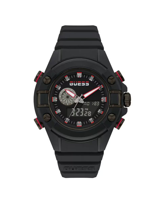 Guess GW0269G3 watch for man with a black dial and resin strap.