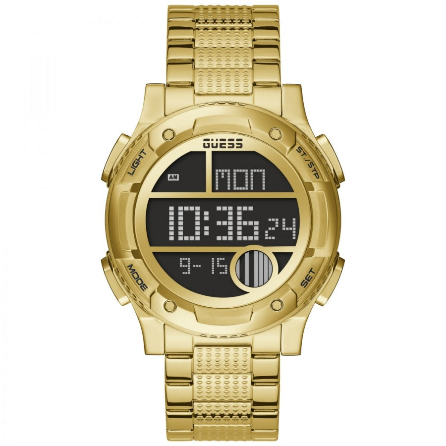 Guess GW0271G2 watch for women with a golden dial and stainless steel strap.