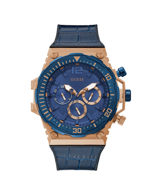 Guess GW0326G1 watch for man with a blue dial and leather strap.