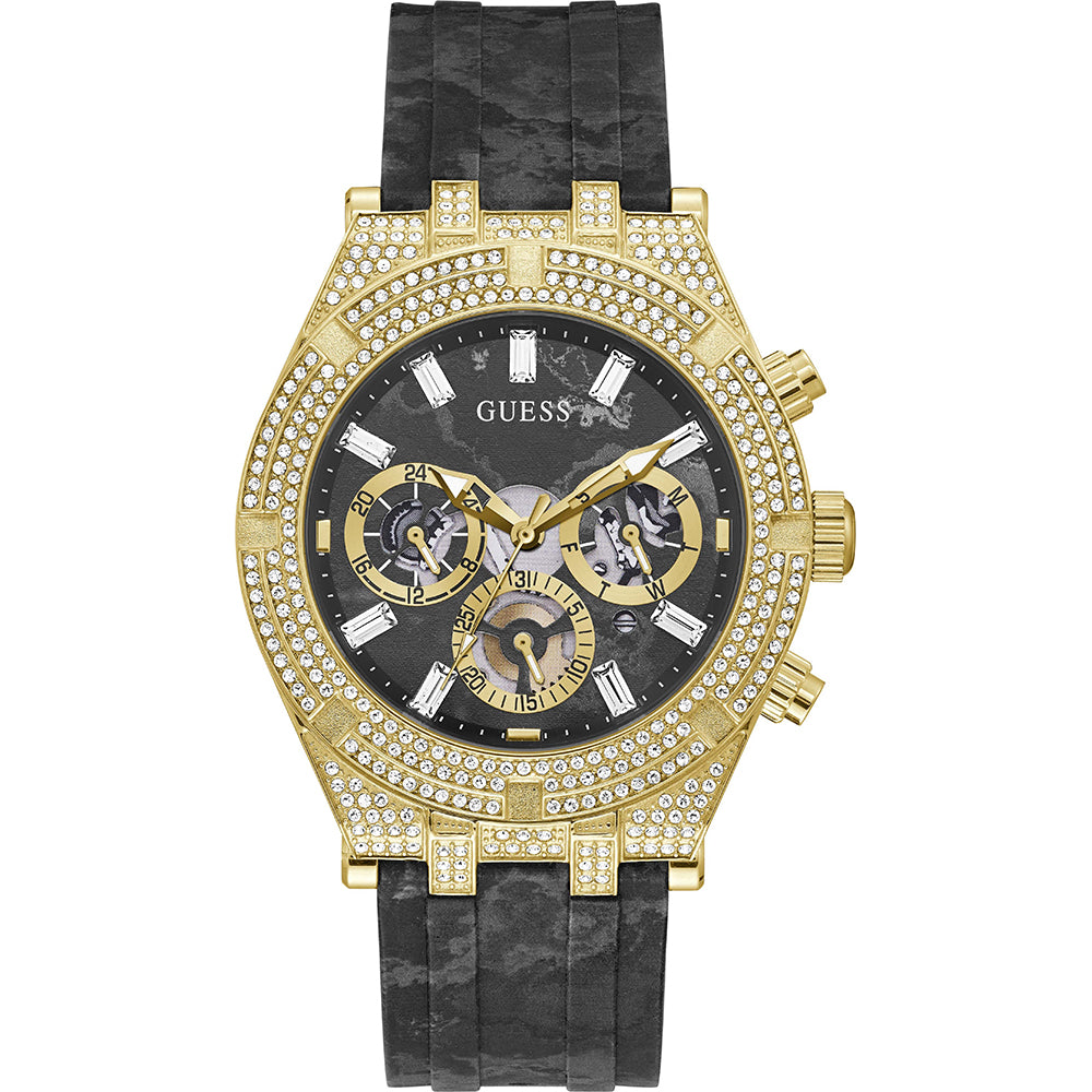 Guess GW0418G2 watch for man with a black dial and silicone strap.